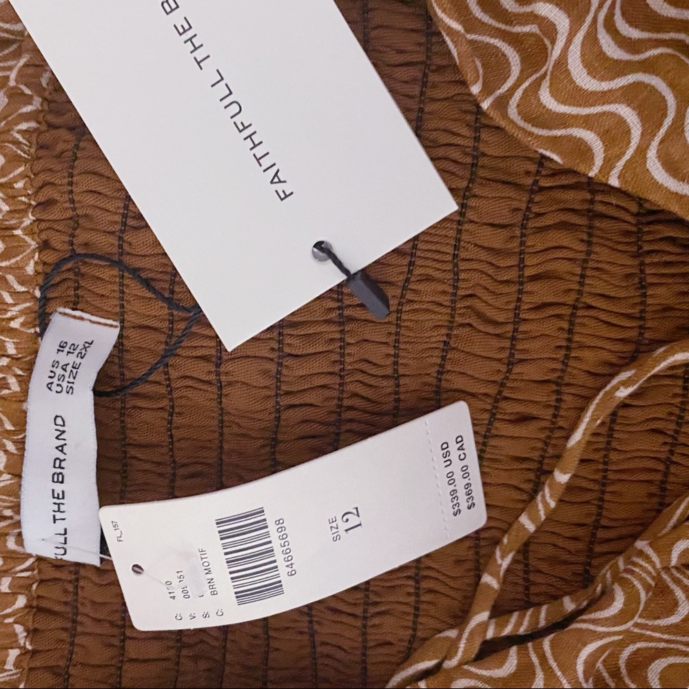 Faithfull Cut-Out Linen Midi Dress new with tag  US size 12 - Picture 6 of 7